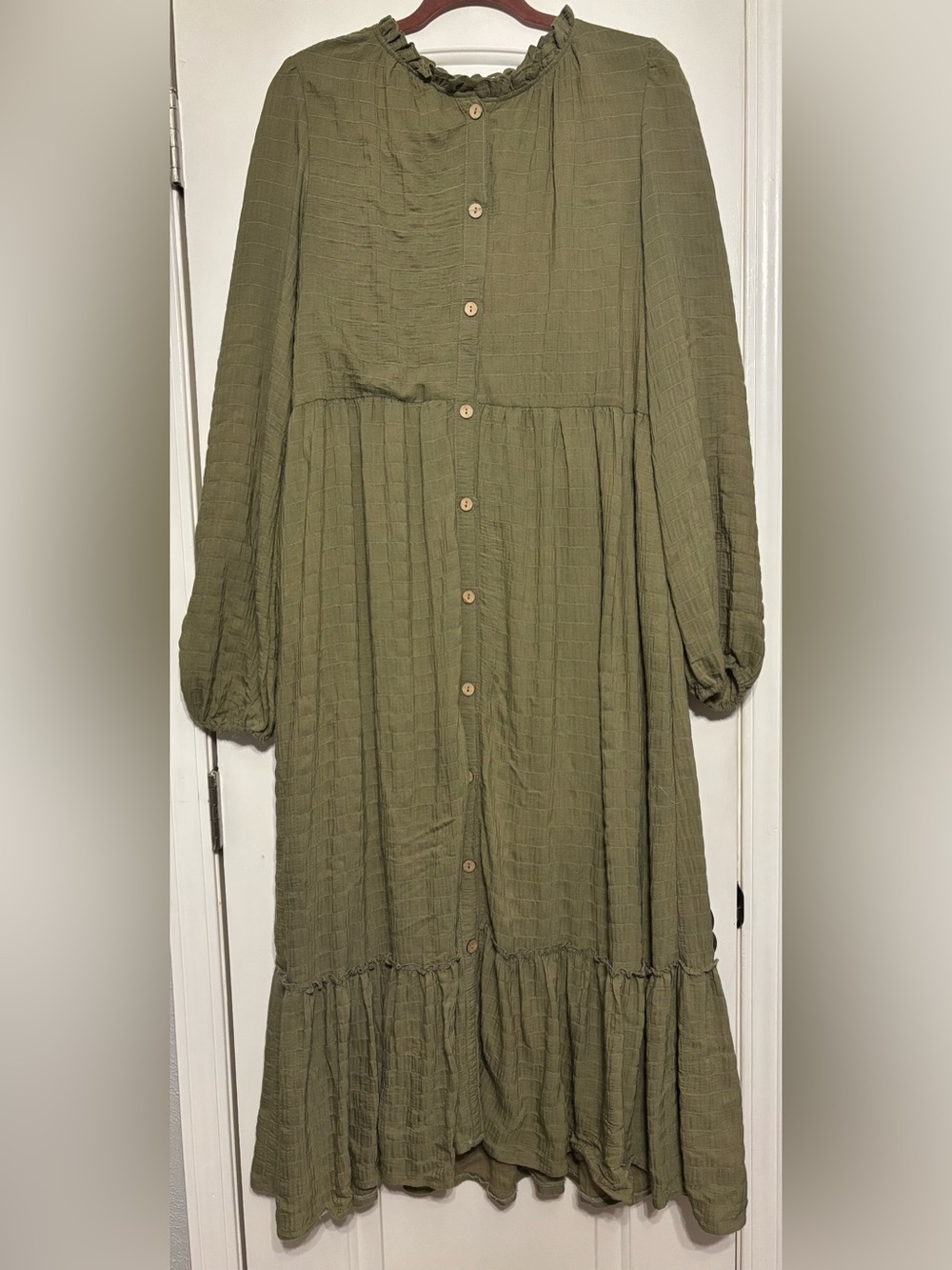 Listicle Olive Maxi Button-Down Dress